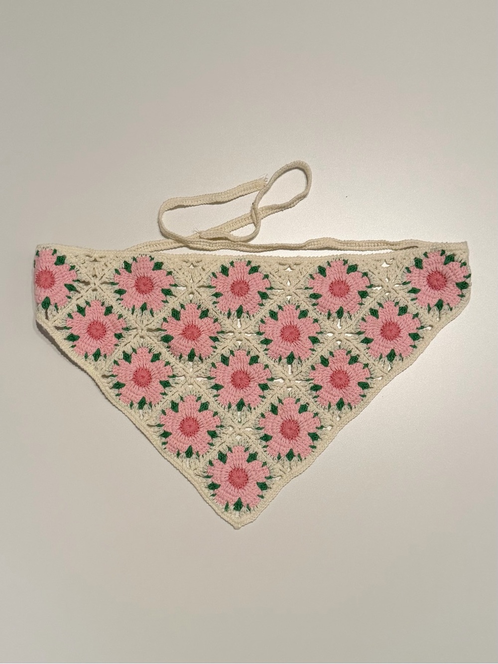 Floral crochet headscarf